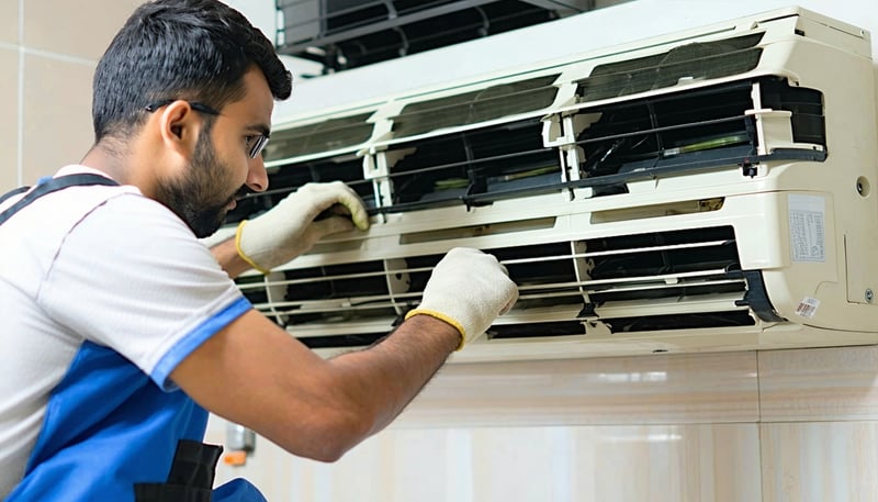 Mumbaimistry technician repairing an air conditioner in Mumbai